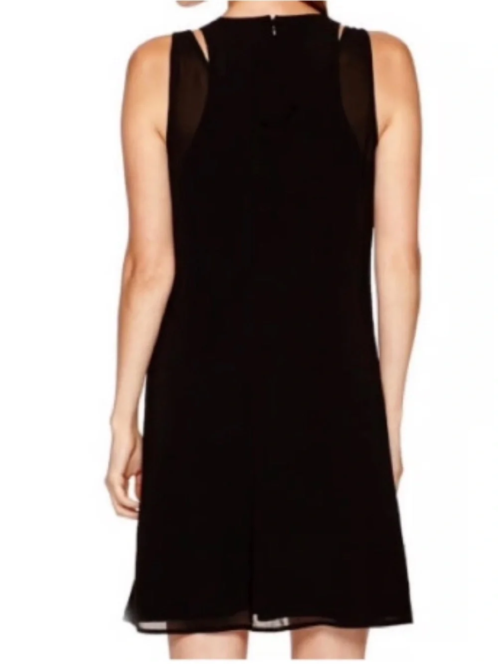 Nicole by Nicole Miller Black Beaded V-Neck Shift Dress - size 2
